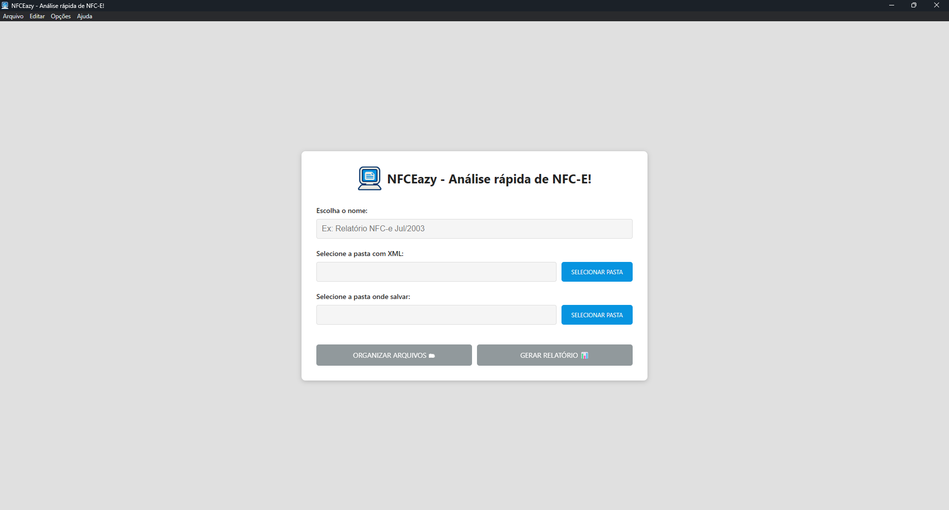 Interface principal do NFCEazy